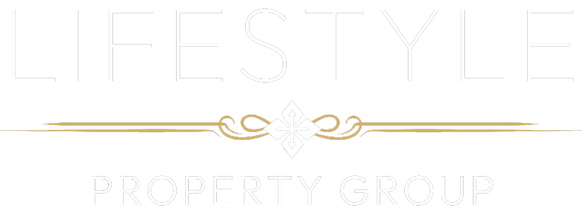 lifestyle property group logo white and gold