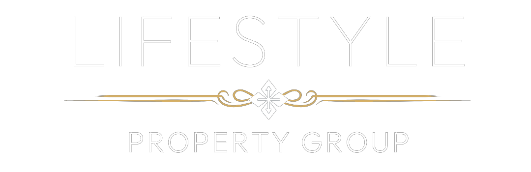 lifestyle property group logo white and gold