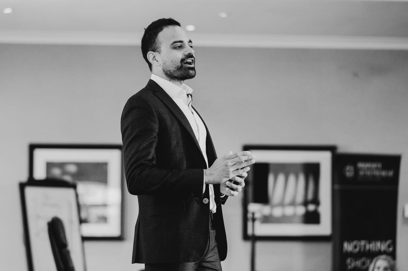 Property Investment Company Lifestyle Property Group owner Shiv Haria giving Lecture